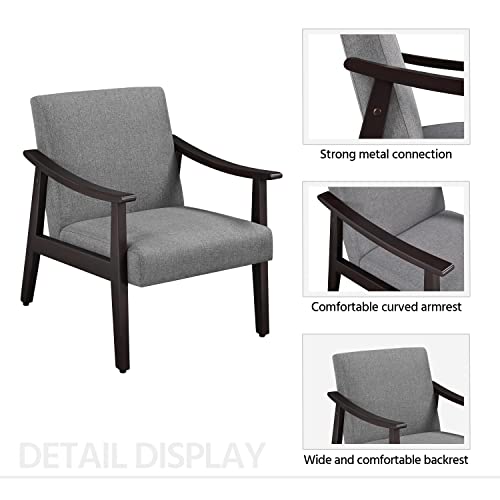 Yaheetech Accent Chair, Mid-Century Living Room Chair, Modern Linen Fabric Side Chair With High Back For Living Room/Office/Bedroom, Minimalist, Dark Gray #TOP4