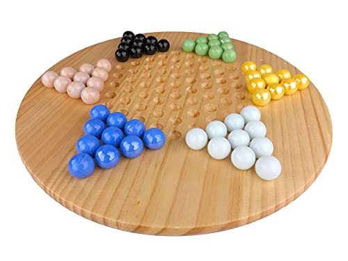 Regal Games - Chinese Checkers -11.5” Natural Wood Game Board With 60 Glass Marbles Assorted, Fun, Family-Friendly Board Game - Ideal For Up To 6 Players Ages 8+ #TOP6