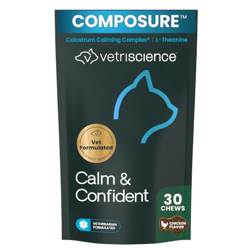 VetriScience Composure Calming Chews for Cats Supports Relaxation & Balanced Behavior During Travel & Vet Visits Daily Stress & Anxiety Support Supplement Chicken Flavor 30 Count