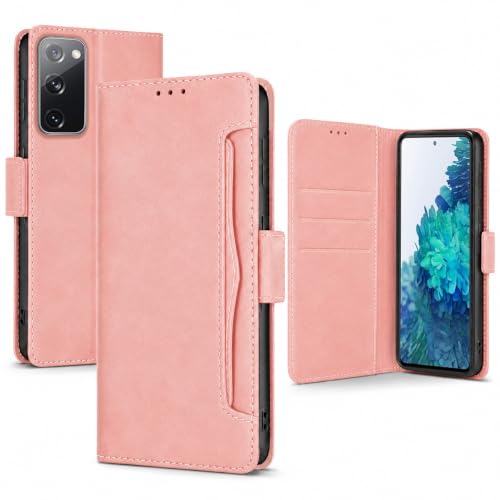 Étui Samsung S20 FE rose en cuir avec rabat et protège-écran
