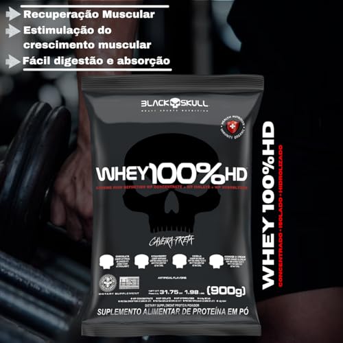 Whey Black Skull 100% Hd Refil 900g Caveira Preta Original (baunilha)