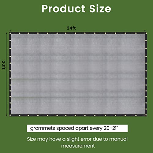 [Windscreensupplyco] 60-70% 20 FT X 24 FT Mesh Tarp/Shade Cloth 9-Needle Knitted Heavy Duty Black with Grommets for Green House, Garden, pergola, Pools, Dump Truck - MT2024BLKX1 - Thumbnail 6