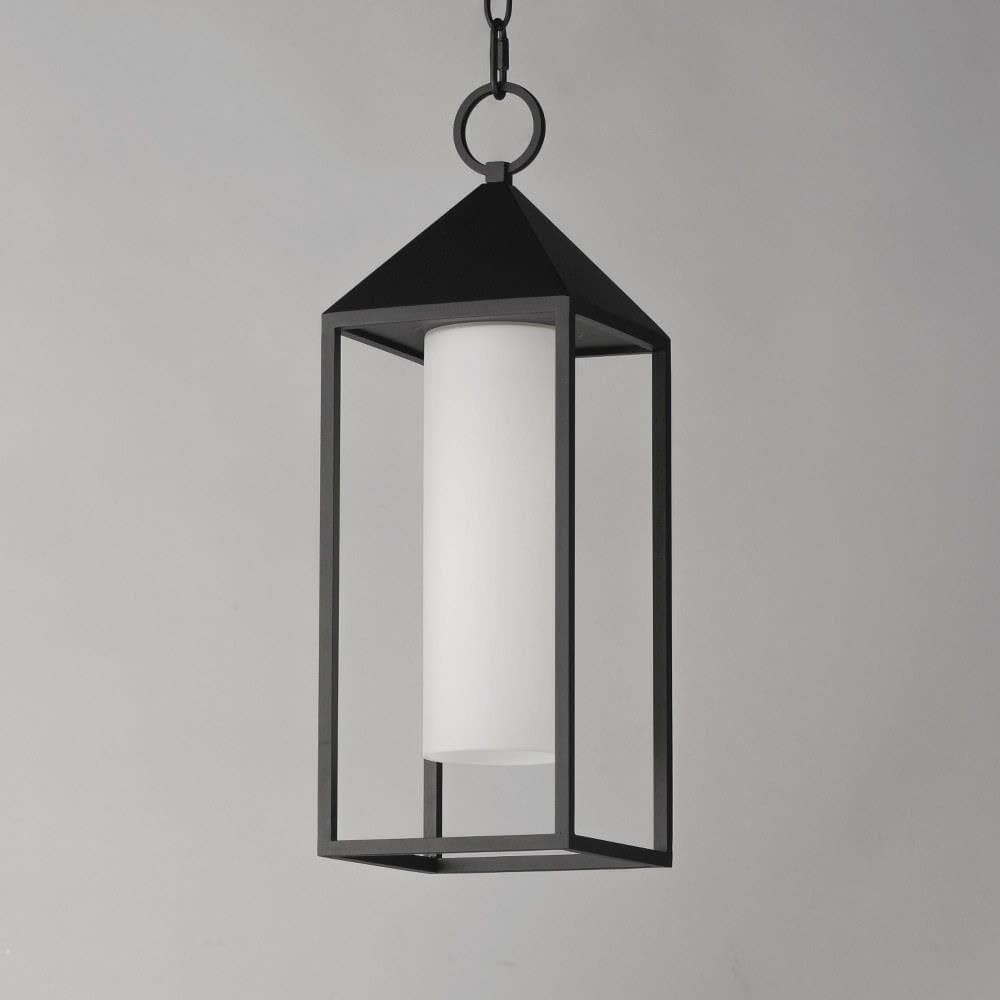 Maxim Lighting Aldous 1-Light Pendant Light | Black Aluminum Finish | Satin White Glass Shade | Transitional Indoor Light Fixture | Ideal for Kitchen Islands & Dining Rooms | 30079SWBK