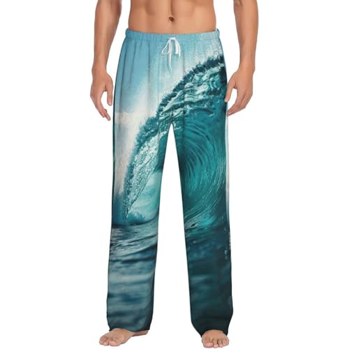 Pantalon de pyjama homme à imprimé vague vert océan pour la nuit