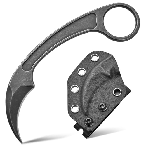 Gtkii Gtk102 Fixed Blade Knife - D2 Steel Blade, Stainless Steel Handle, EDC Tool for Outdoor Camping & Hiking (Black)