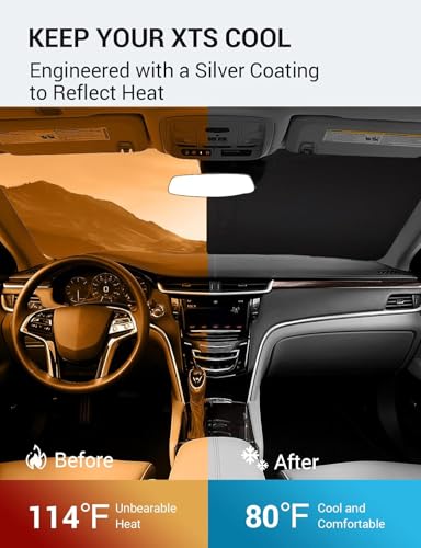 Image of Proadsy 2026 Upgrade Windshield Sun Shade Custom Fit 2013-2019 XTS Foldable Front Sunshade Protector Sun Visor Blocks UV Rays Keep Car Cooler