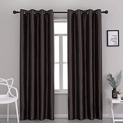 Image of GYROHOME Extra Long Curtains 120 Inch Long for Loft,Faux Silk Coffee /Brownout Curtains Fully Lined Solid Window Treatment Drapes (2Panel,52x120inch,Coffee /Brown)