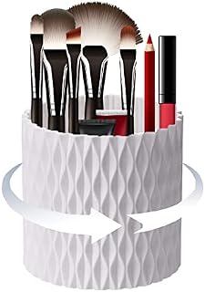 Makeup Brush Holder, 360° Rotating Brush Holder 5-Slot Makeup Brush Organizer Utility Makeup Holders and Organizers (white)