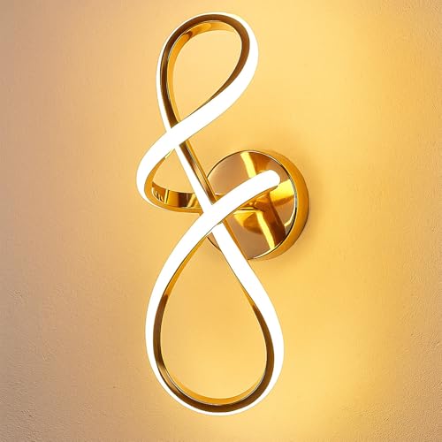 Image of SINOMAN Modern Infinity Loop LED Wall Light Luxury Gold Finish Decorative Acrylic Wall Lamp 3 Step Color Changing, Ambient Lighting Ideal for Living Room, Bedroom, Hallway, and Home Decoration
