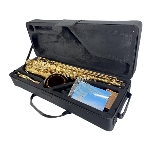Image of Yinfente Bb Tenor Saxophone Professional Beginner Kit-B Flat Tenor Sax Complete Student Set with Hard Case,Reeds,Cleaning Cloth,Neck Straps,Mouthpiece Gold