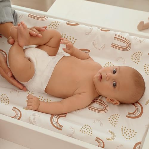 Image of Gllquen Baby Organic Cotton Bassinet Sheets (33 inchx17 inch) 2-Pack Khaki | 100% Cotton Bassinet Mattress Sheets, Compatible with Halo, Graco, Baby Delight. Soft, universal fitted for girls boys unisex