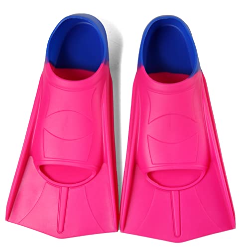 Fanwill Kids Swim Fins,Comfortable Silicone Lap Swimming Short Blade Floating Flippers With Mesh Bag Diving For Child,Girls,Boys (Pink&Blue, X-Small) #TOP2