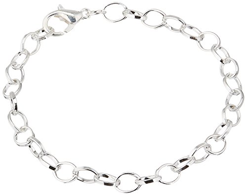 HOUSWEETY 12 Silver Plated Chain Bracelets Fit Clip on Charm 20cm(7-7/8")，Lobster Clasp Link Chain Bracelets for Men Women, Mens Bracelet Chain Bracelets for Men Jewelry Men Gifts4
