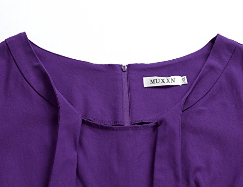 Image of MUXXN Women's Vintage 1950s Midi Crew Neck Short Sleeve Party Cocktail Work Casual Bodycon Dress