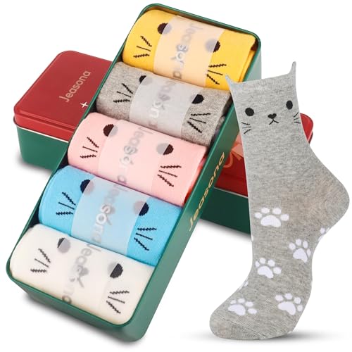 Jeasona 5 Pares Calcetines Gatos Mujer 35-38 Regalos Originales para Mujer Calcetines Divertidos de Animales Algodon Regalos Navidad Cumpleaños Reyes Novia/Esposa/Hija/Amiga/Madre/Amante de los Gato Jeasona 5 Pares Calcetines Gatos Mujer 35-38 Regalos Originales para Mujer Calcetines Divertidos de Animales Algodon Regalos Navidad Cumpleaños Reyes Novia/Esposa/Hija/Amiga/Madre/Amante de los Gato