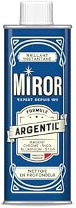 Miror Argentil – Stainless Steel, Silver, Chrome, Shiny Pewter, Nickel, Aluminium and Steel Cleaner – Cleans & Shines – Effective for Silver and Metal – Anti-Oxidant – Made in France – 250 ml