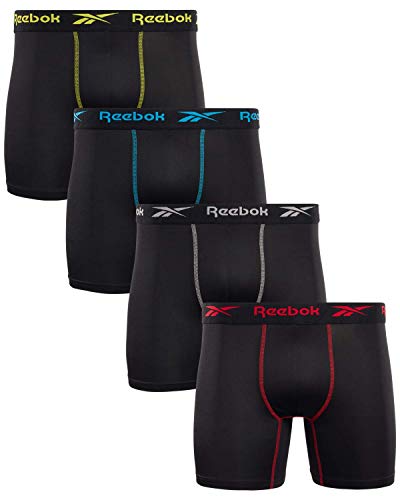 Reebok Men's Active Underwear - Performance Boxer Briefs (4 Pack), Size Medium, Classic Black