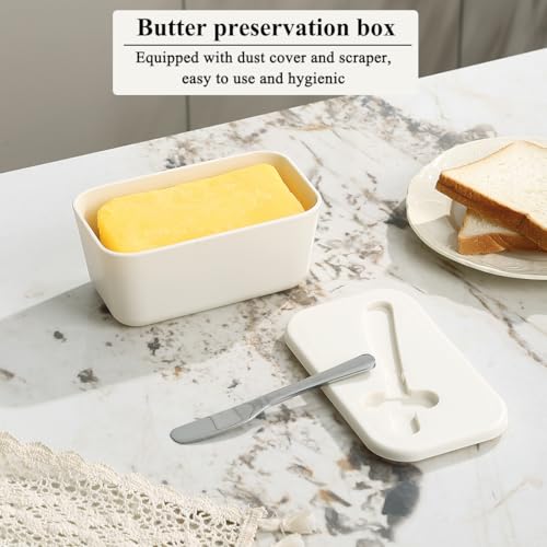 Butter Dish with Lid for Countertop and Refrigerator Door Shelf, ReaNea Plastic Butter Holder Tray Container with Butter Knife, Easy Scoop Dishwasher Safe - Image 4