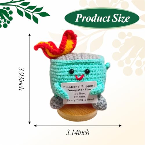 Image of Emotional Support Dumpster Fire - Positive Crochet Birthday Gifts for Women Men, Handmade Knitted Retirement Farewell Going Away Gifts for Friend Coworkers Chaos Coordinator Office Administrative Boss