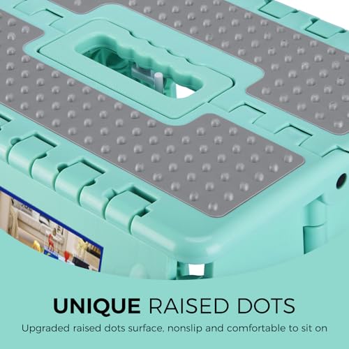 Image of ACKO Folding Step Stool 13 Inch Stool Heavy Duty Plastic Foldable Step Stools for Kids, Stepping Stool with Handle, Suitable for Kitchen Hold Up to 300 LB (Teal 1PC)
