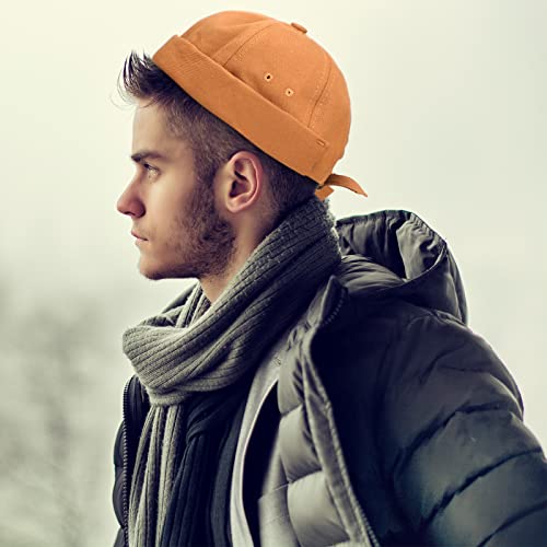4 Pieces Brimless Hat Retro Skullcap Rolled Cuff Summer Beanie Docker Cap Watch Cap Bald Cap Visor-Less Sailor Hat Fishing Hats With Adjustable Design For Women Men(Dark Color,Slide Style) #TOP3