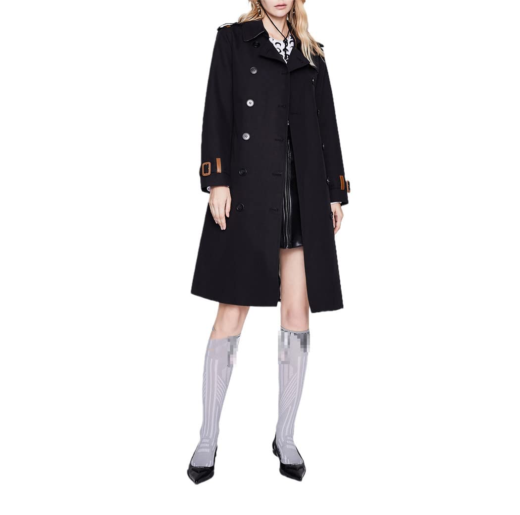 Spring Autumn Classic Trench Coat Womens Mid Long British Style Double Breasted Coat