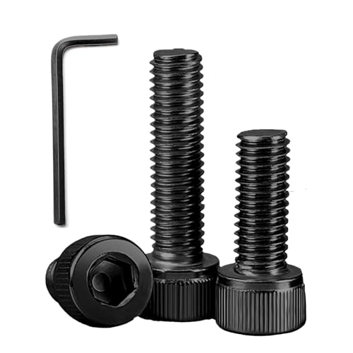 BACSHBY 20 Piezas Tornillos Cilíndricos con Hexágono Interior M4x8mm, Perno Negro Totalmente Roscado, Tornillos de Acero Inoxidable A2 V2A con Llave Allen