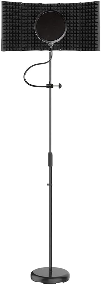 Vonyx Recording Studio Microphone Stand Kit with Adjustable Reflection Shield, Acoustic Isolation Foam and 6-Inch Pop Filter for Vocals, Podcasts & Voice-overs