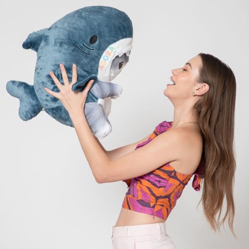 Image of ADORA Stuffed Toy Shark Cat Soft Plush Toy, 50cm, Grey and White Stuffed Animal Plush Toy