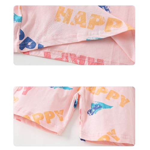 Image of Girls Summer Outfits Toddler Girl Shorts Set Cotton Casual Short Sleeve Shirt and Shorts 2-7T