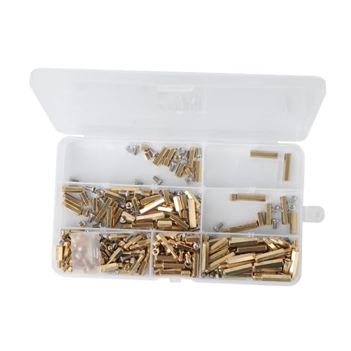Zerodeko 300pcs Copper Post Nut Screw Brass Column for Pcb Motherboard Assorted Nut Screws Kit Shape for Rack Mount and Pack Organization