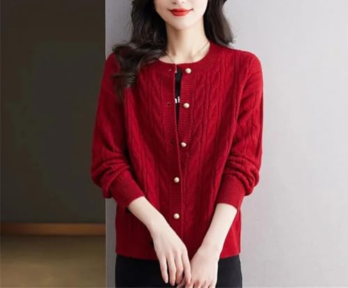 Women's Cotton Cardigan Twist Knit Long Sleeve Sweater Casual Crew Neck Pullover2