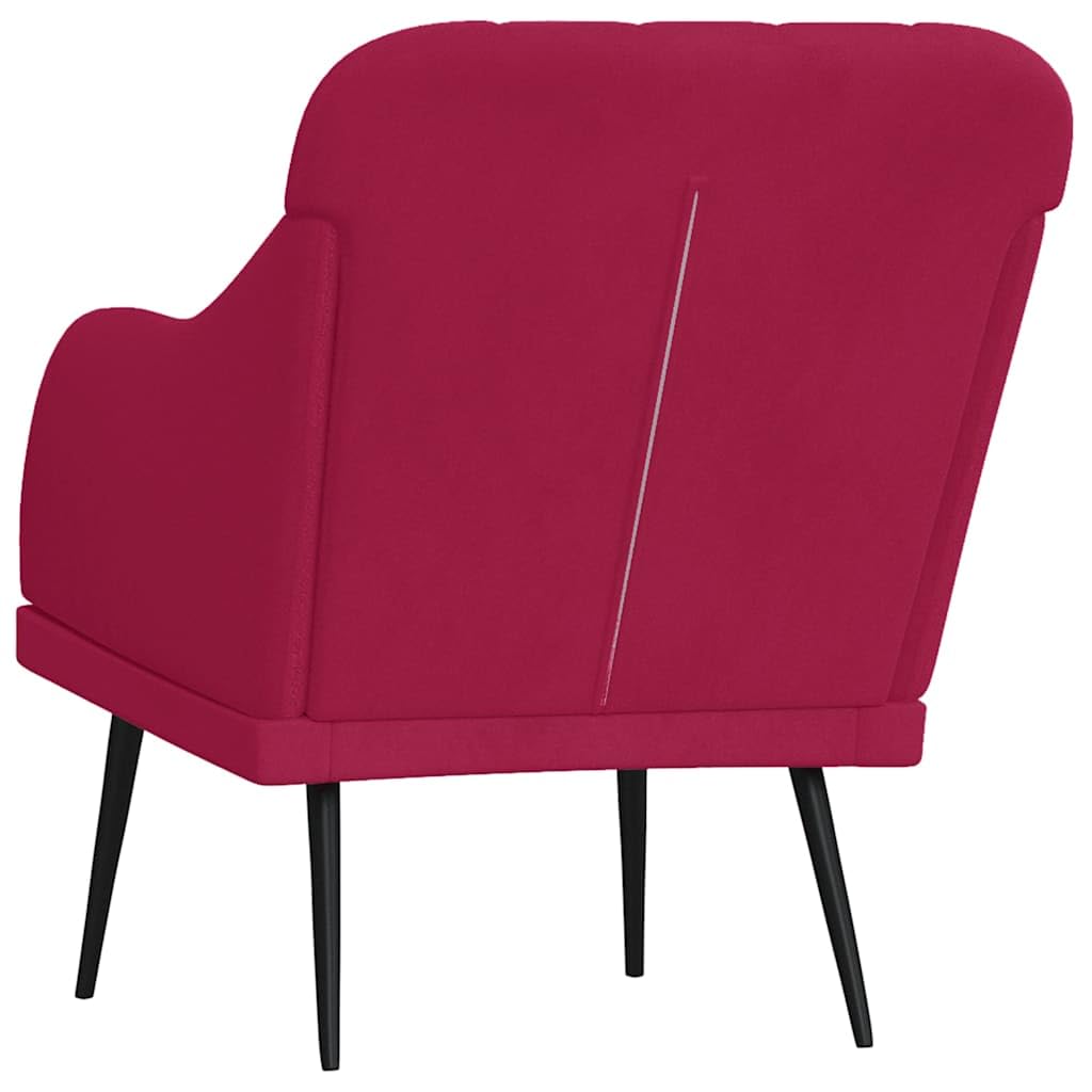 Fotel w kolorze czerwonego wina, 63 x 76 x 80 cm, aksamitny, przytulny fotel do salonu i sypialni, wygodny fotel do czytania z metalowym stelażem, meble do siedzenia wewnątrz pomieszczeń