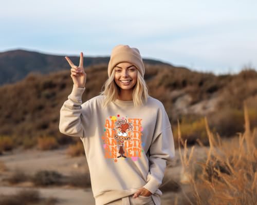 Emotions Inspired Sweatshirt, Anger Joy Fear Sadness Anxiety Feelings Character Custom Sweatshirt, Halloween Sweatshirts Beige4