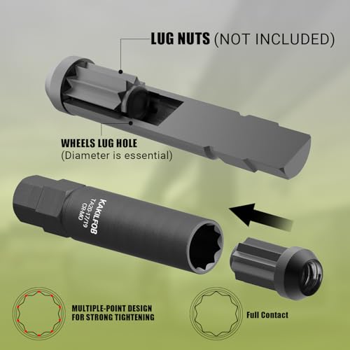 Image of 10 Spline Lug Nut Socket, Replacement for TA20-17 /19, Compatible with Bimecc 10 Spline Lug Key, for Removing 10 Point Lug Nut Key for Truck Large SUV with 13 /16 and 7 /8 Hex Drive, CR-MO