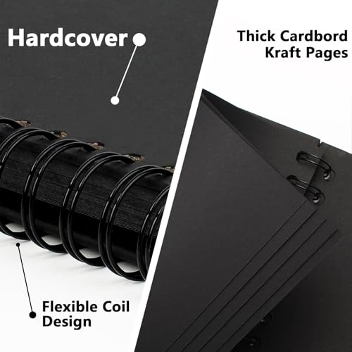 Yopih DIY Scrapbook Album 18x18 cm Hardcover Kraft Paper Scrap Book with 20 Sheets Memory Book for Family and Wedding Photography Black - Image 3