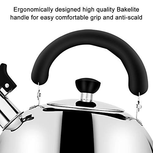 Tea Kettle for Stovetop Whistling Tea Pot, Stainless Steel Teakettle Tea Pots for Stove Top, 3.2QT(3-Liter) Large Capacity with Capsule Base by ECPURCHASE