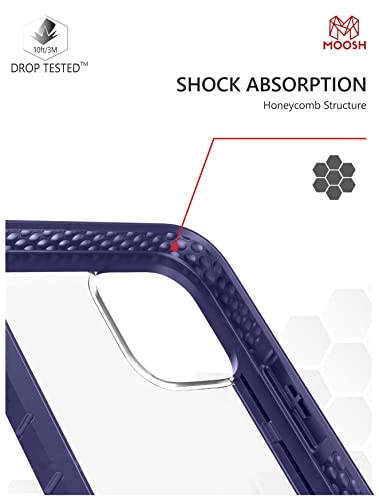 Image of MOOSH Commuter Series for iPhone 12 Mini Case Clear Back 10FT Drop Tested Scratch-Resistant Raised Edges Replaceable Colour Blocks Shock Absorption Apple iPhone 12 Mini Case 5.4 inch (Blue)
