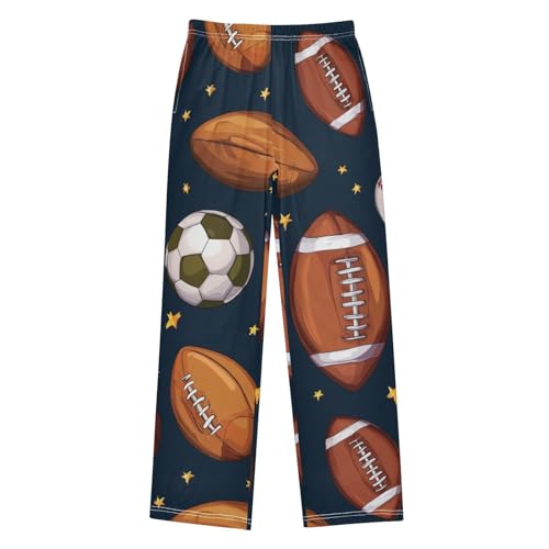 Football Starry Boys Long Pants Soft Trousers Elastic Waist Kids Lounge Bottoms with Pockets S-XL