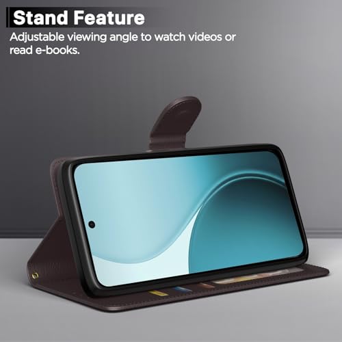 Image of Pikkme Flip Cover for Mi Redmi A7 Pro /Poco C85x 5G / C81 Leather Finish | Inside TPU with Card Pockets | Wallet Stand and Shock Proof | Complete Protection Flip Case (Coffee)