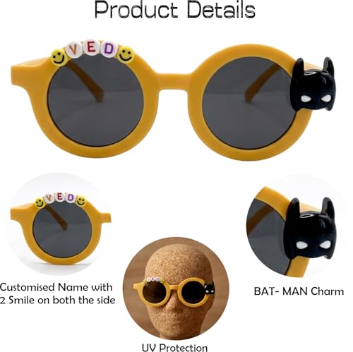 Image of PLAS ART STUDIO Customised round sunglasses Kids Sunglasses Get Kids Name on Frame For Girls & Boys. (Recommended Age 2+)