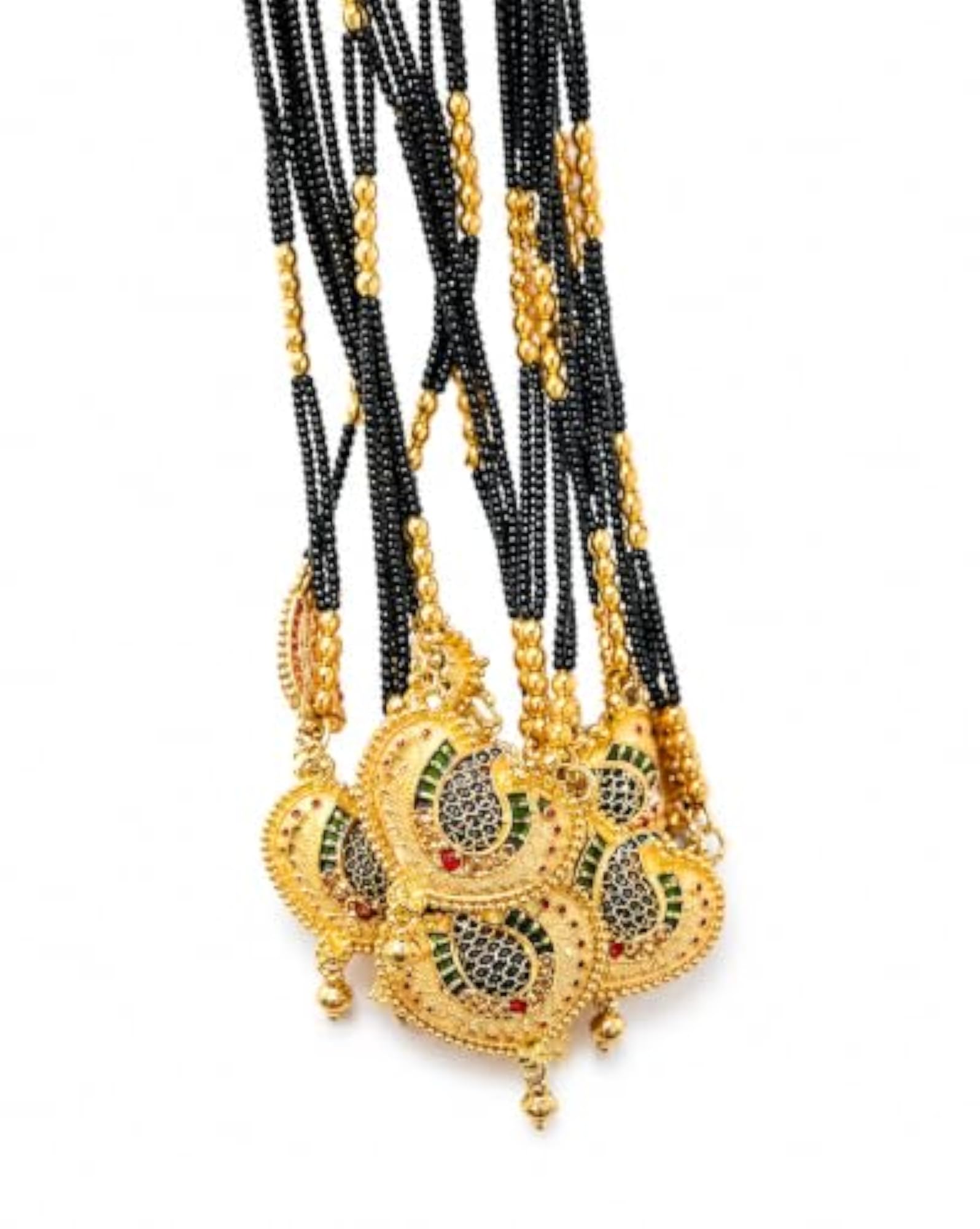 Traditional Gold-Toned Mangalsutra with Multi-Strand Black Beads