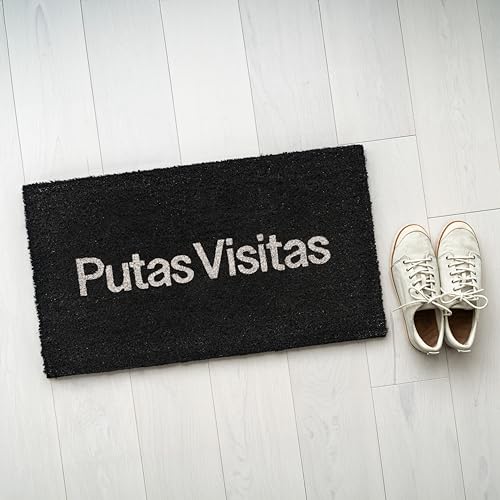 Fisura DM0937 Doormat Funny Indoor Inside Large Rectangular, 70x40cm, PVC & Coir, Visitas, Black, 40 x 70 cm (Rectangular) - Image 2
