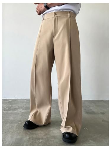 Verdusa Men's Wide Leg Pants Business Casual Dress Pants with Pockets3