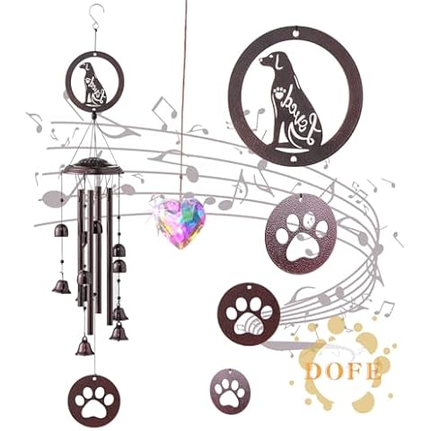 DOFE 38”Dog Wind Chimes for Outside,Patio Decor,Garden Decor,Home,Yard Decor,Hanging Decoration,Wind Chime Gift Set for Sympathy Gift,Memorial Gifts,Birthday Festival Gifts. Cover