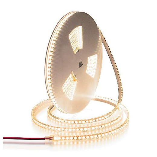 ALITOVE LED Strip Lights Warm White Waterproof 32.8ft 1200 LEDs 2835 SMD 24V DC 3500K Outdoor LED Flexible Ribbon for Kitchen Bedroom Garden Under-Cabinet Backyard Hallways Stairs Decoration Lighting