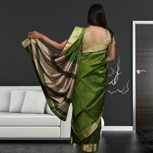 Generic green maheshwari silk saree – image 2