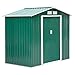 Outsunny Caseta de Jardín 213x130x185 cm Tipo Cobertizo Metálico para Almacenamiento de Herramientas con Base Incluida y 4 Ventanas para Terraza Exterior Verde