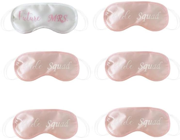 6PCS Bride Sleep Eye Masks Bachelorette Party Favors Soft Sleep Eye Masks Silk Adjustable Bride Blindfold Eye Cover Eye Blinder Bride Sleep Masks Bride Party Sleep Masks for Sleeping Wedding