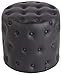 CLP Pouf Repose-Pieds Lille en Similicuir I Tissu I Velours Tabouret Style Chesterfield I Siège avec Surface Capitonnée I Ø 42cm, Couleur:Noir, matière:Similicuir
